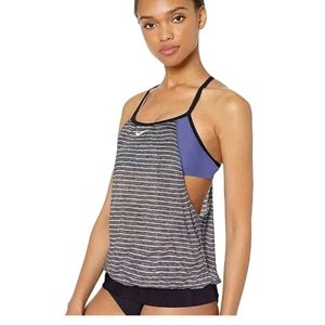 NWT Nike Swim Women's Stripe T-back Tankini Swimsu